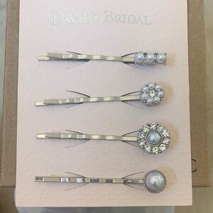 David's Bridal Silver and Pearl Hair Accessories